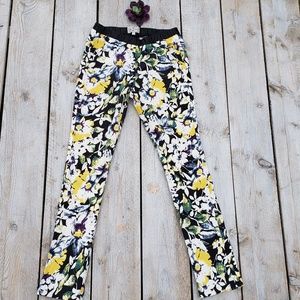 La Miniatura Faux Leather Floral Design Pants